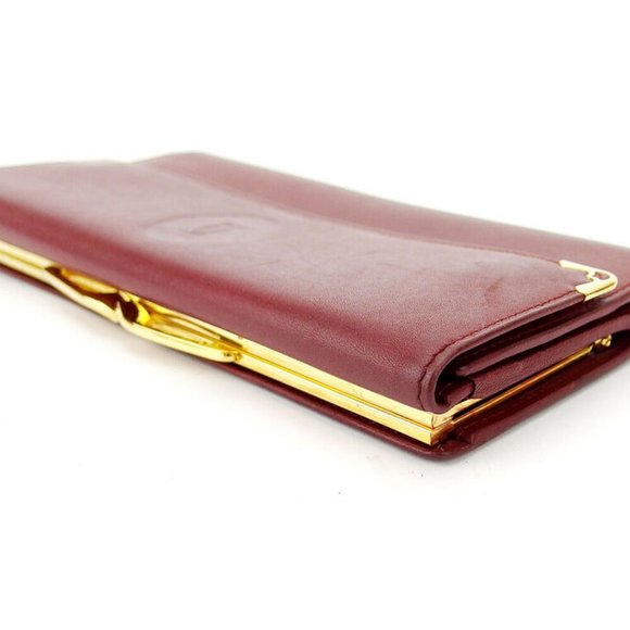 AUTH Cartier wallet mast line Bordeaux leather - Picture 8 of 8